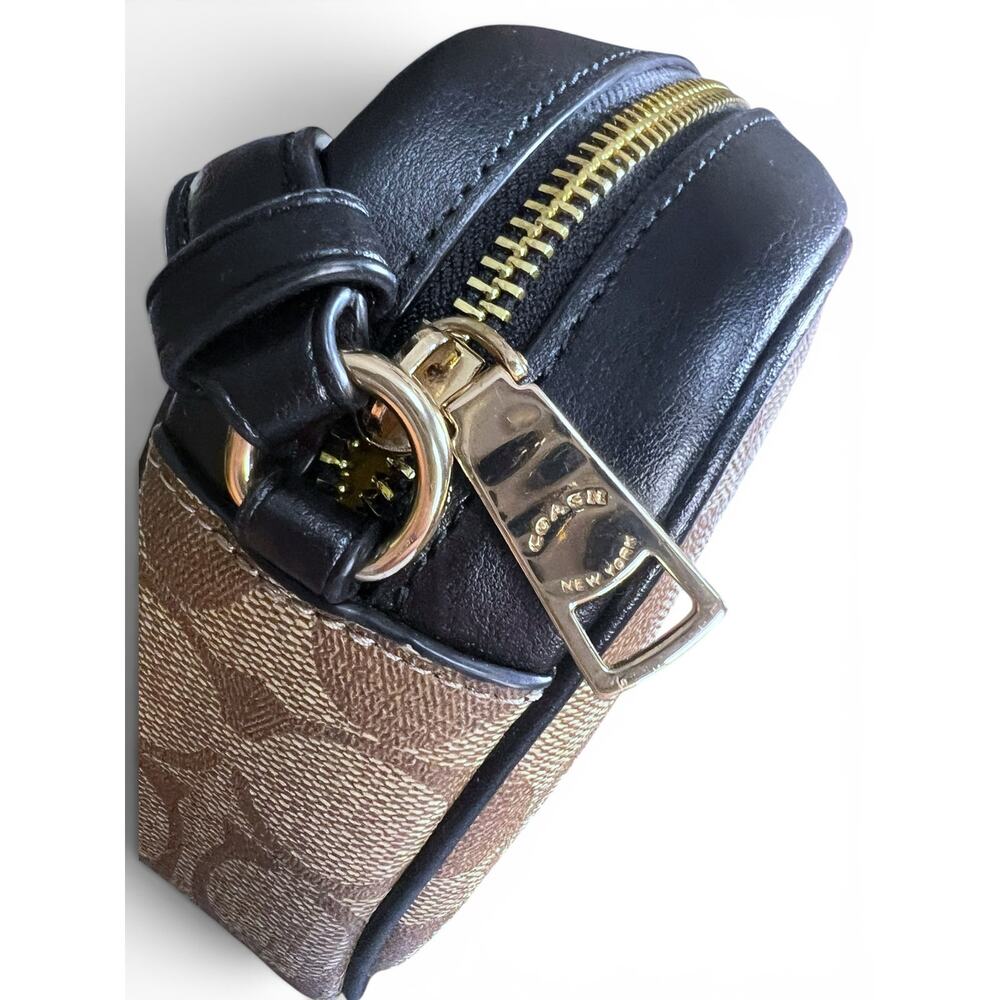 Coach Mini Jamie Camera Bag Signature Canvas Khaki Black EUC - Picture 8 of 13